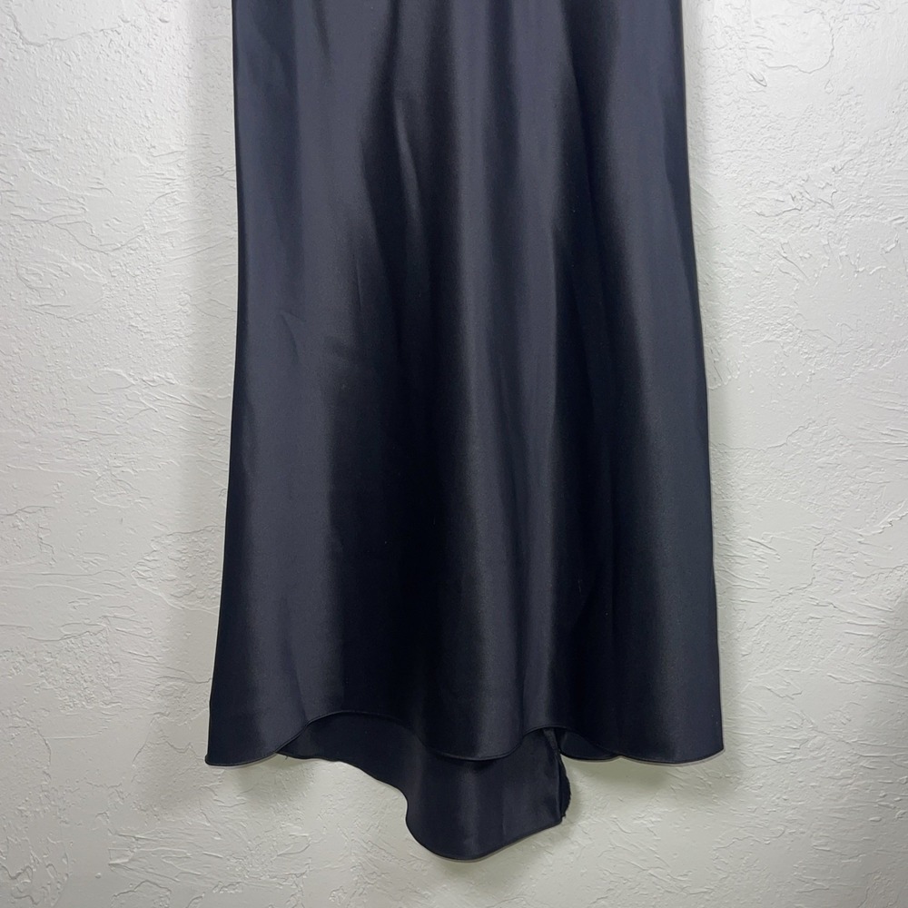 Black Satin Maxi Skirt Cinched Back Sexy Dark Romance WhimsiGoth Y2K Classic - Picture 7 of 11